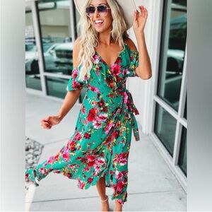 Colorful Roses Wrap Dress